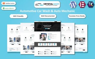 Crystal Wash – Automotive Car Wash & Auto Mechanic WordPress Elementor Template WordPress Theme