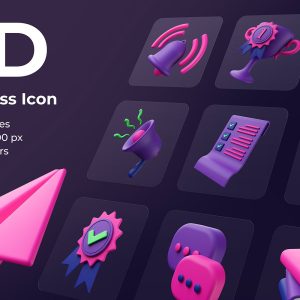 3D Business Icon Set Design Model