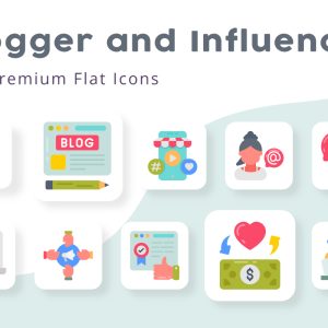 Blogger and Influencer 105 Premium FlAT Icons Icon Set