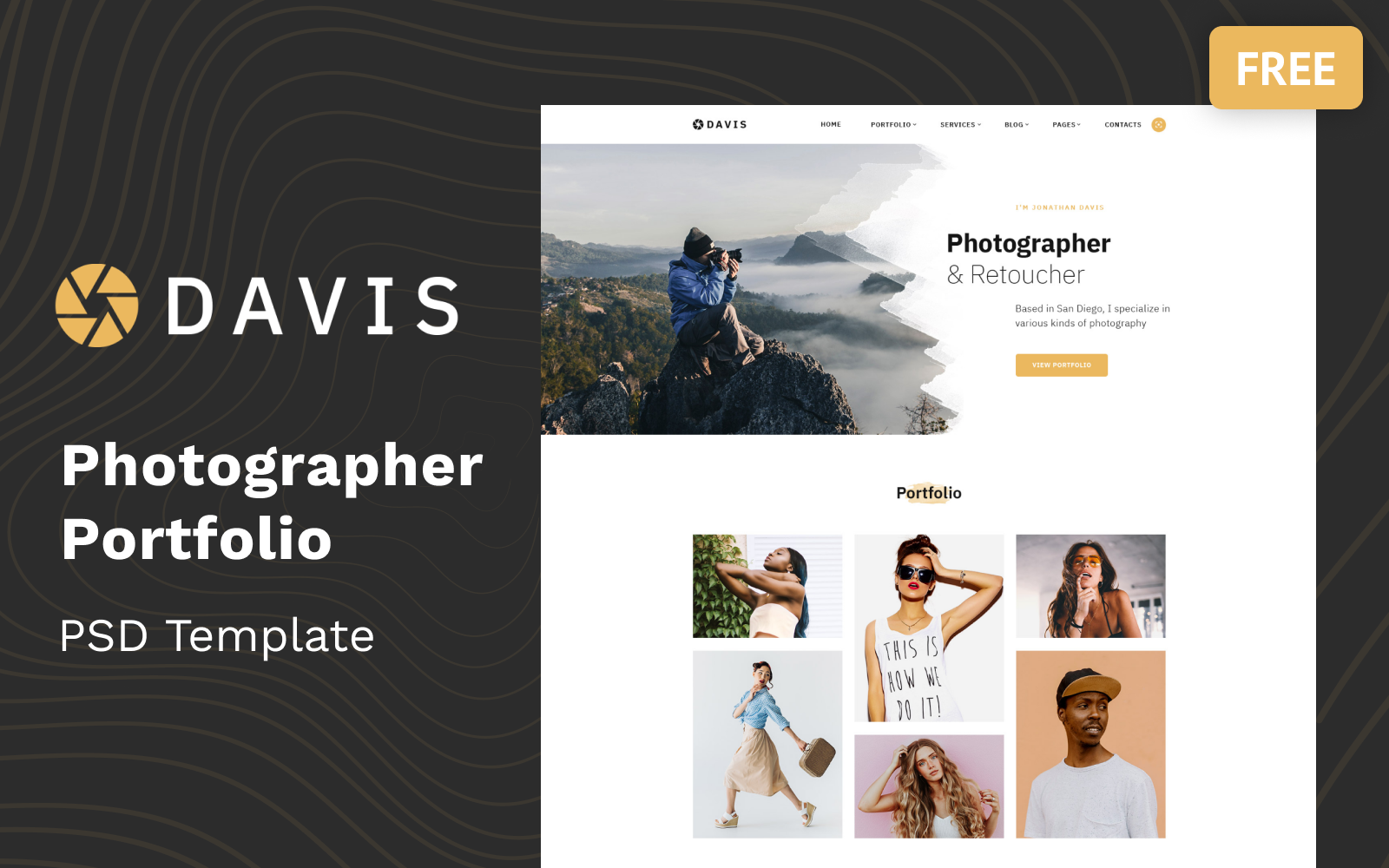 davis-photographer-portfolio-multipage-free-psd-template