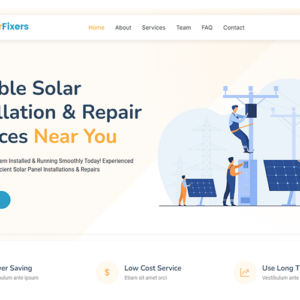 SolarFixers - Solar Panel Installation & Repair Service Website Template Landing Page Template