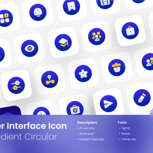 User Interface Icon Set Gradient Circular Filled Style 3