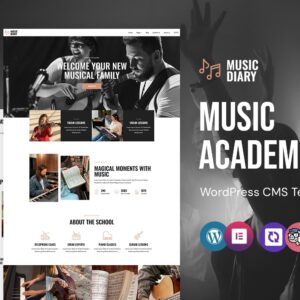 MusicDiary - Music Academy and Instrument Training WordPress Elementor Theme WordPress Theme