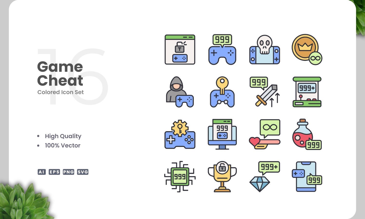 16-game-cheat-icon-color-set-icon-set