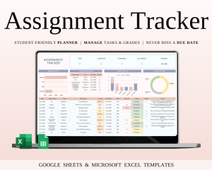 Assignment Tracker Spreadsheet Template for Google Sheets and Excel