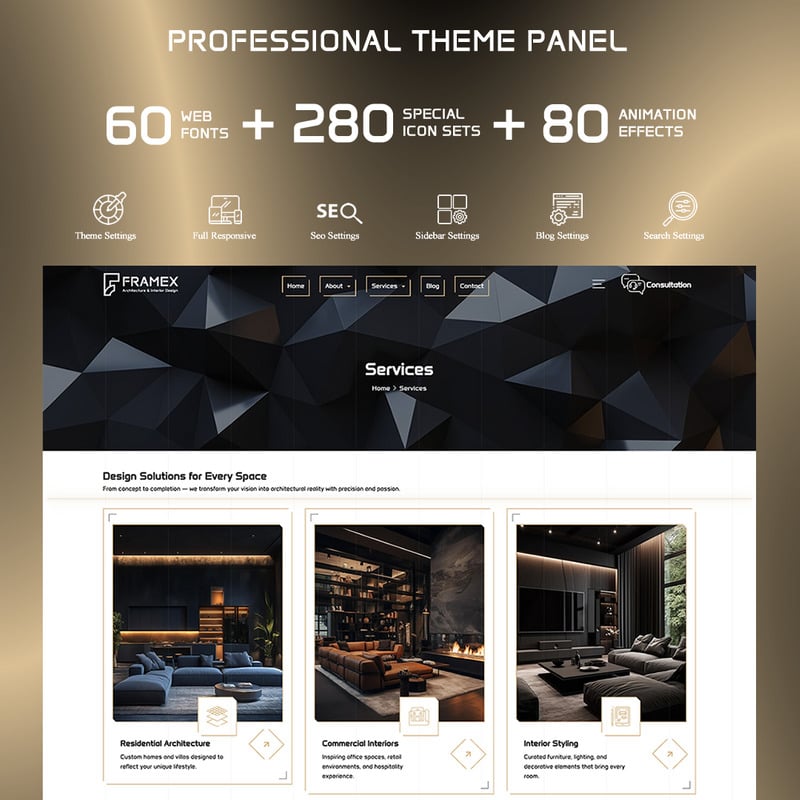 Framex – Architecture & Interior Design WordPress Theme - Features Image 2